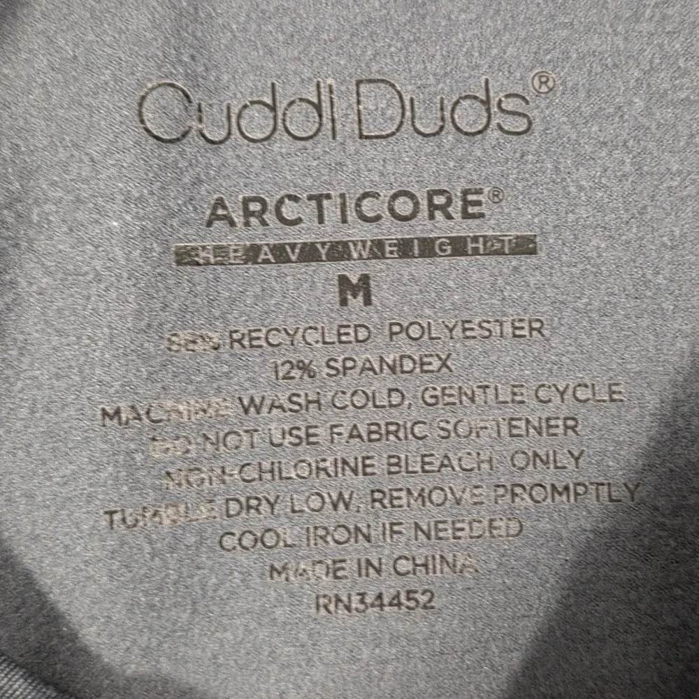 Cuddl Duds Arcticore Heavyweight Thermal Base Layer Top Gray Mens Medium